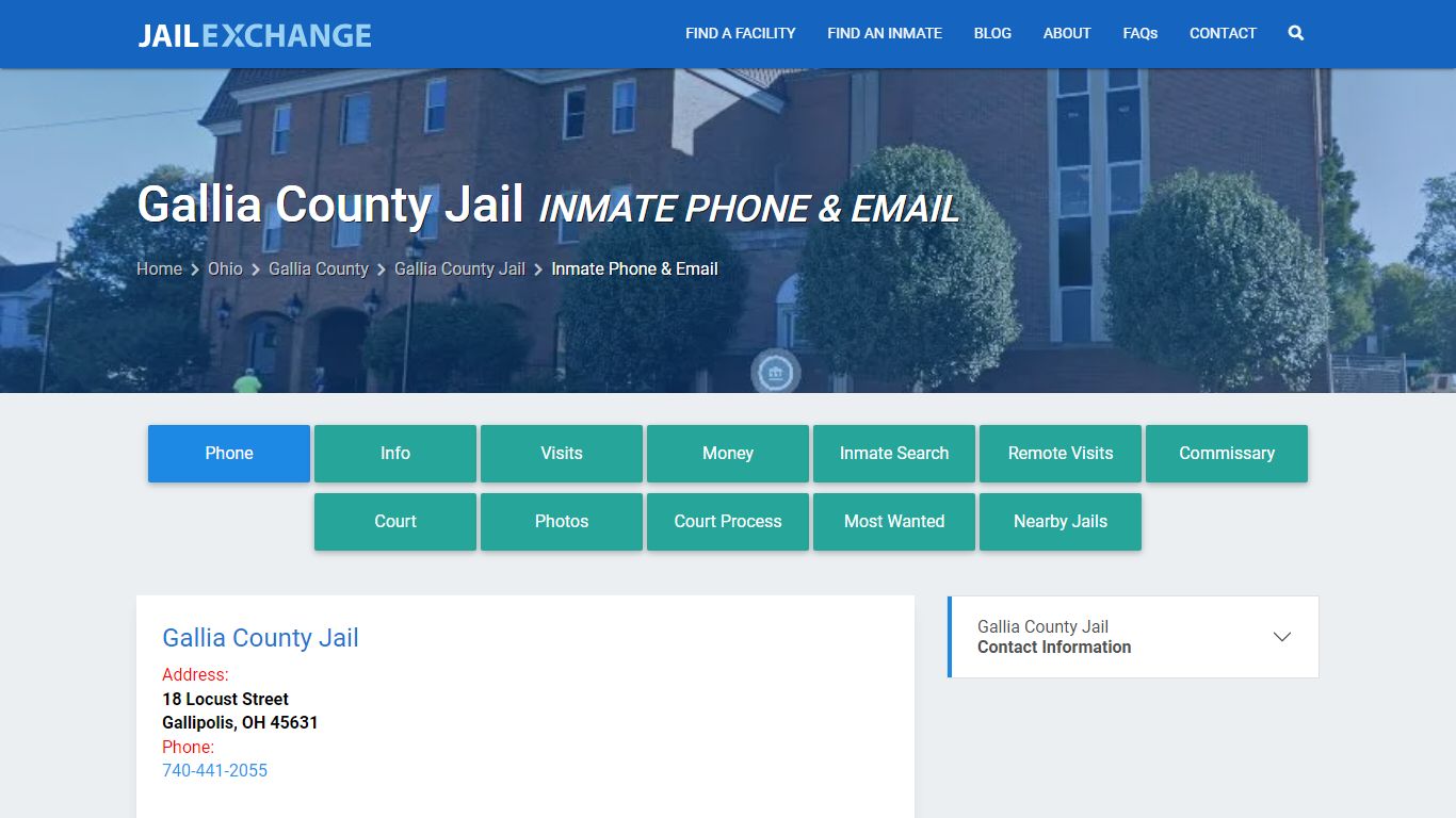 Inmate Phone - Gallia County Jail, OH - Jail Exchange
